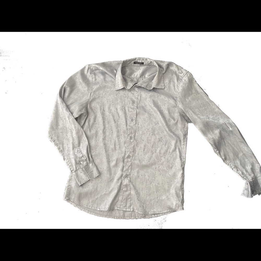Satin-like or silk-like button-up shirt